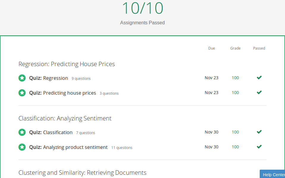 Machine Learning Specialization Course 1 - Assignments Passed 1