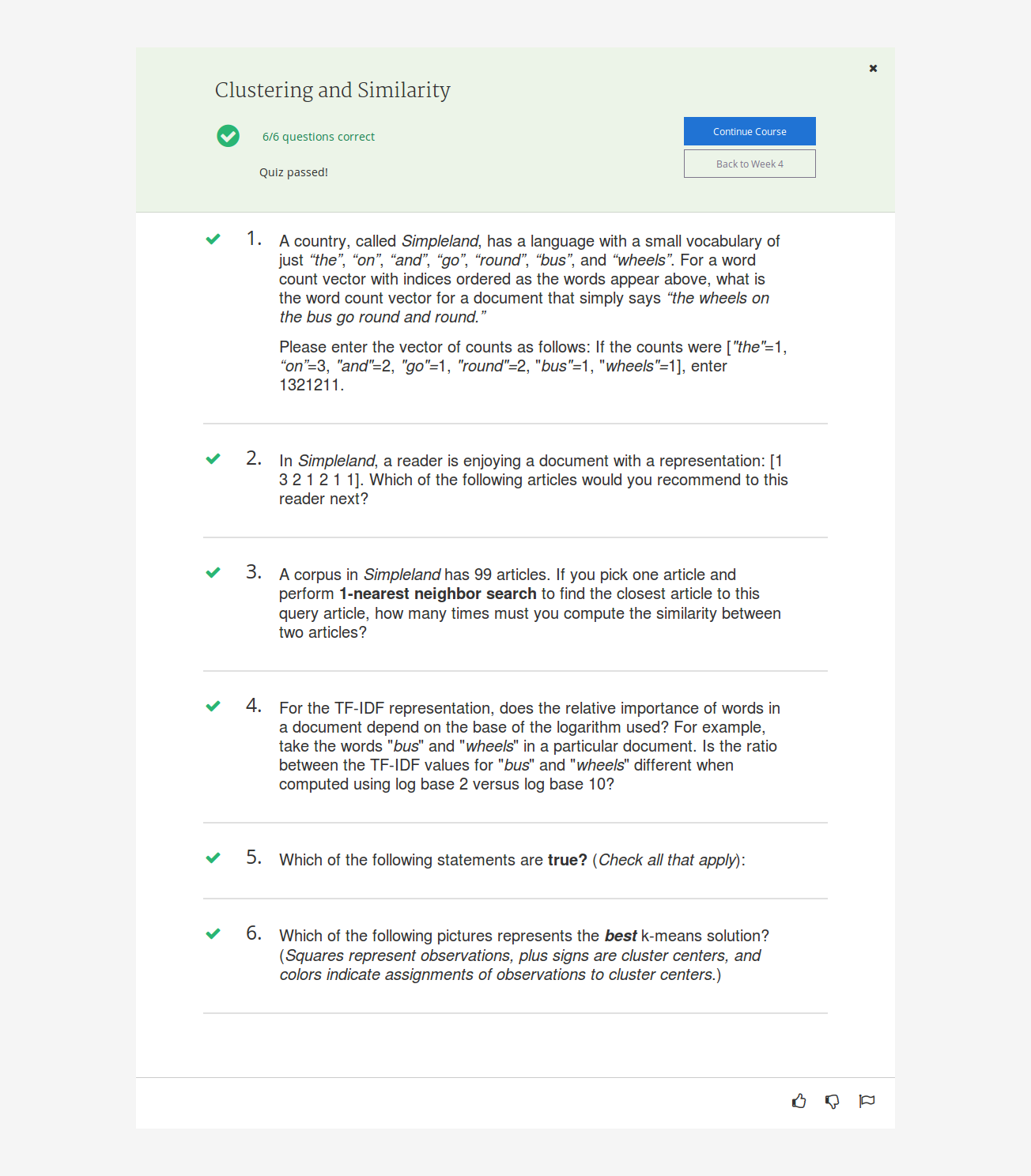 Machine Learning Specialization Course 1 - Quiz 4 Try 2 Feedback