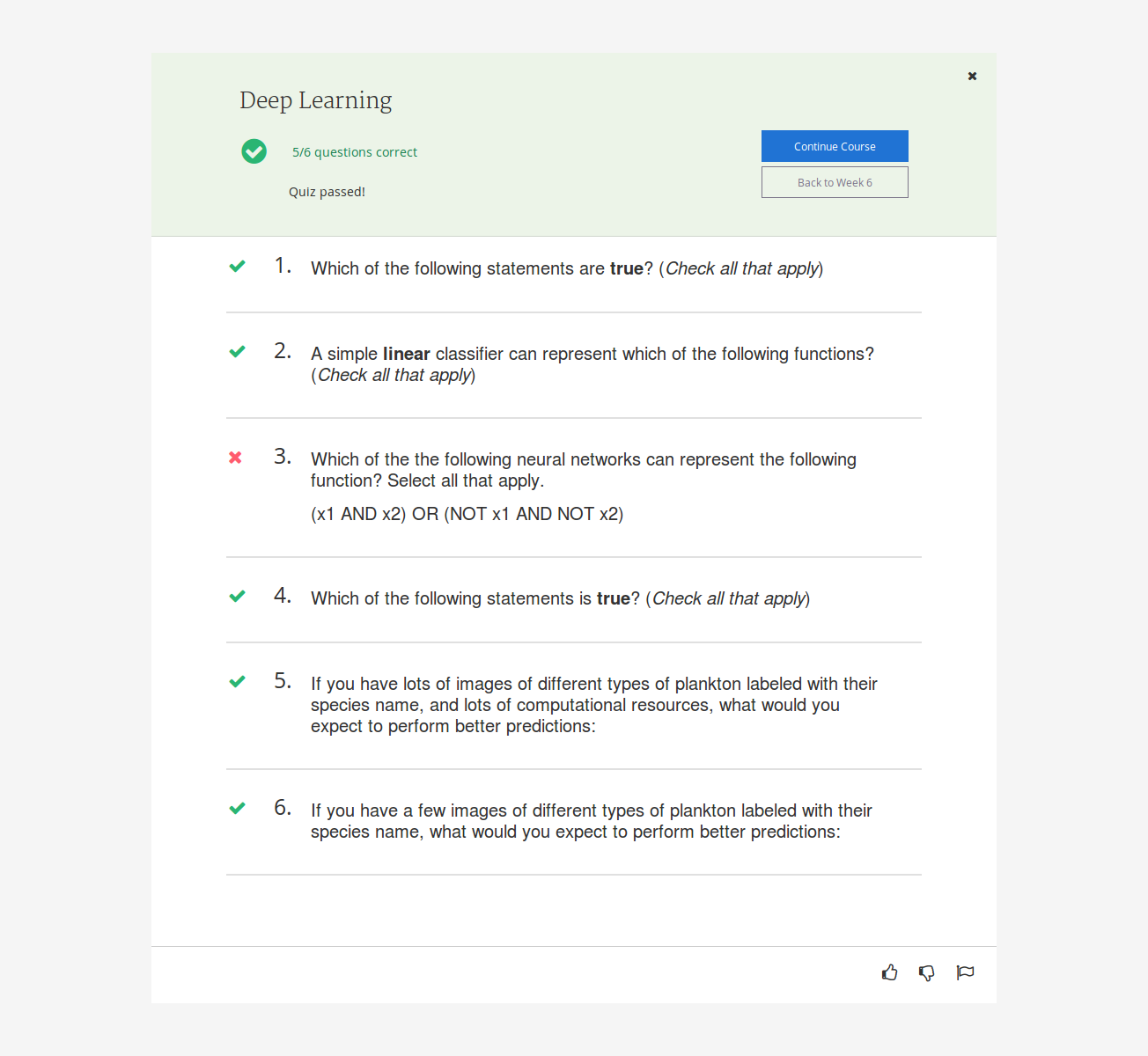 Machine Learning Specialization Course 1 - Quiz 6 Try 2 Feedback