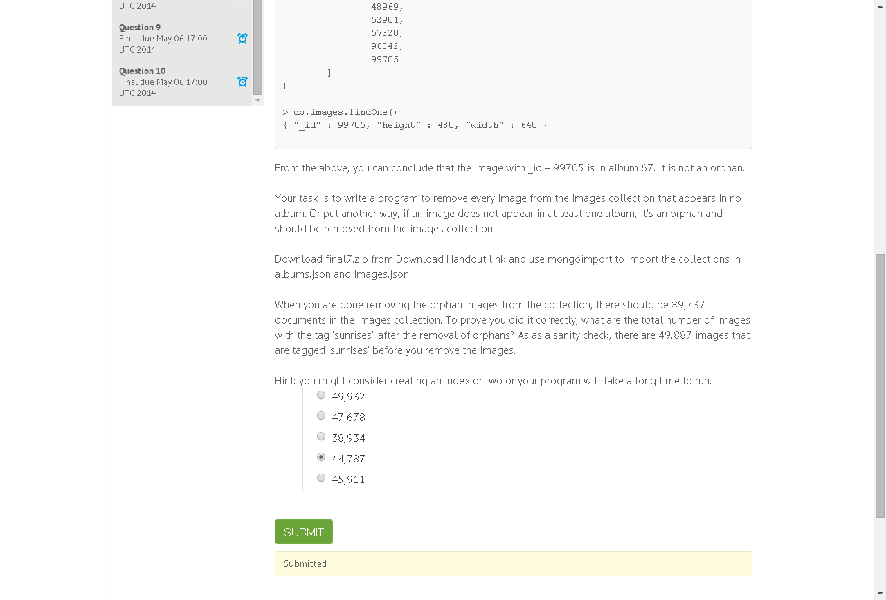 M101J Final Question 7