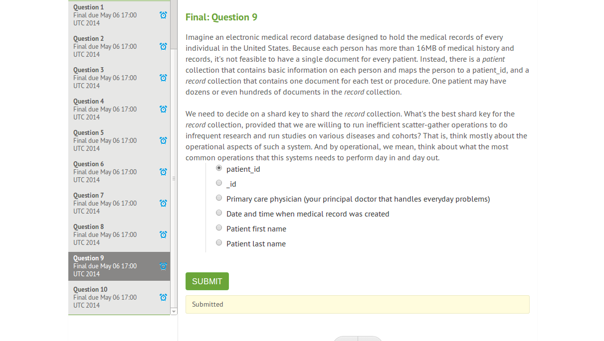 M101J Final Question 9