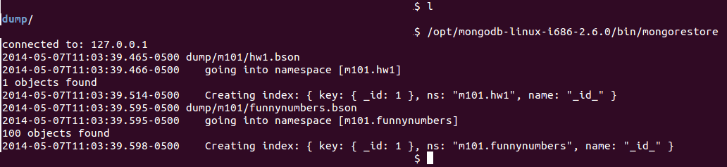 HW 1.1 mongorestore