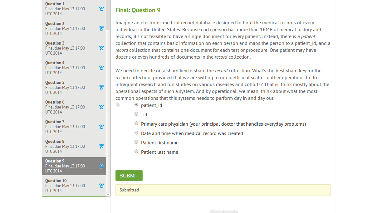 M101JS Final Question 9 Statement